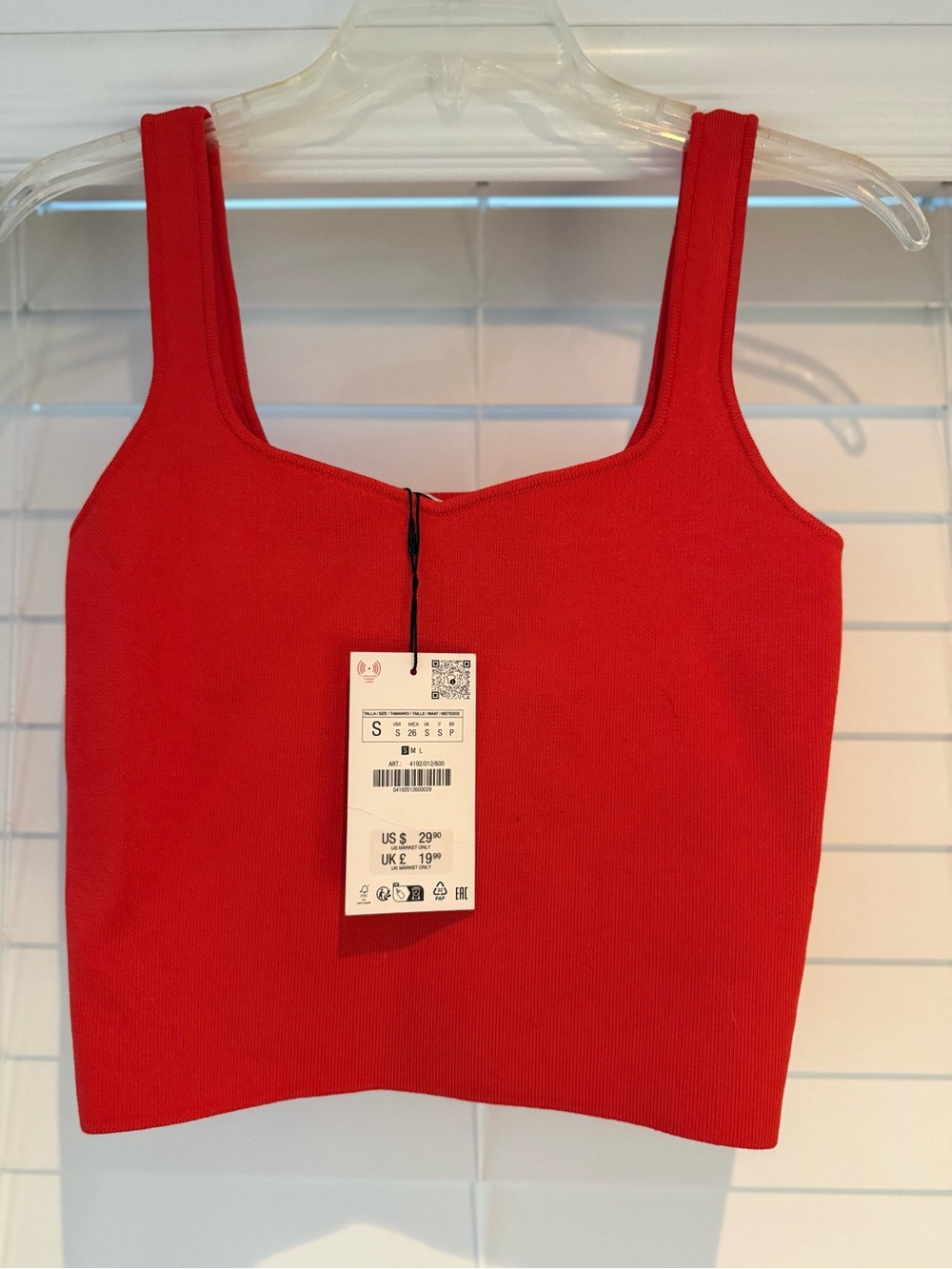 Women’s Red Ribbed Tank Top - Picture 3 of 3